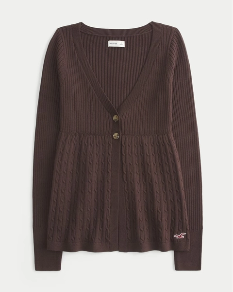 Long-Sleeve Flyaway Babydoll Cardigan