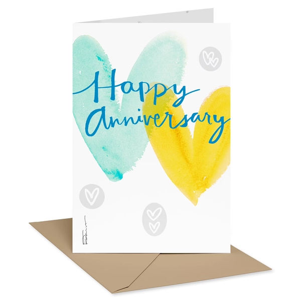 Recycled Paper Greetings Anniversary Card for Couple (Green and Yellow Hearts) - Walmart.com