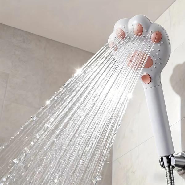 1 Adjustable Handheld Shower Paw Design, 3-Speed Massage, Suitable for Bathroom, Wall Installation And Hanging, Made of Plastic Material, for Shower Use Only