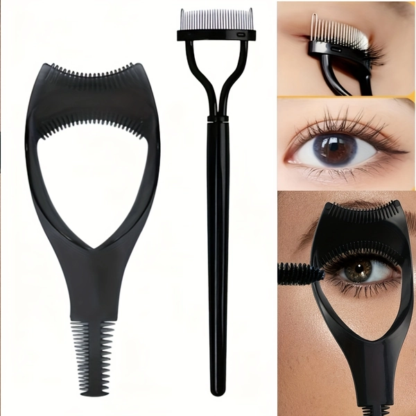 2pcs Eyelash Applicator Tool Set, Stainless Steel Eyelash Separator Tool, 3-in-1 Mascara Comb Protector, Female Girl Eyelash Buddy Set