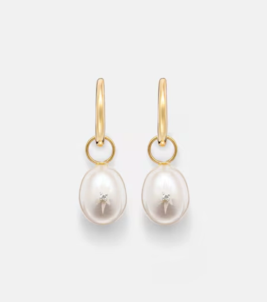 Boucles d’oreilles en or 14 ct, perles et diamants