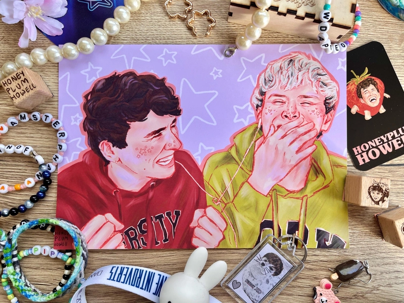 dan and phil phanart print a5 - cute university hoodies  phan digital fanart artprint