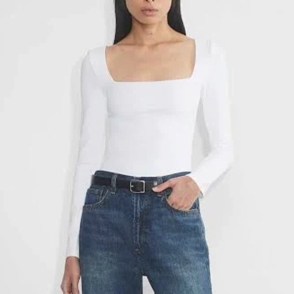 Aritzia Women's Original Contour Squareneck Hip Longsleeve Blouse