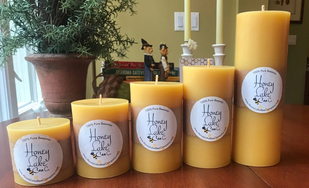 Beeswax Pillar Candle 3" Natural or White w/ 100% Pure USA Beeswax, Handmade by Beekeepers Like Me, No Foreign Wax- Fast Shipping