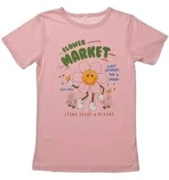 Five Below Juniors' Flower Market Graphic Tee, Medium - Pink