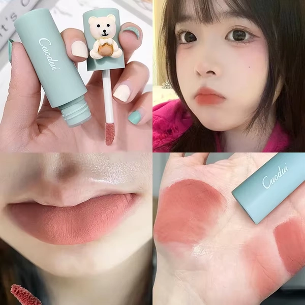 Girl's Velvet Matte Lipstick Blush Waterproof Long Lasting Cute Bear Lipgloss Non-Stick Cup Makeup Lip Tint Mud Cosmetic Makeup - AliExpress 66