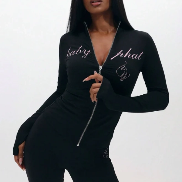 Babyphat Long Sleeve Zip Up Top