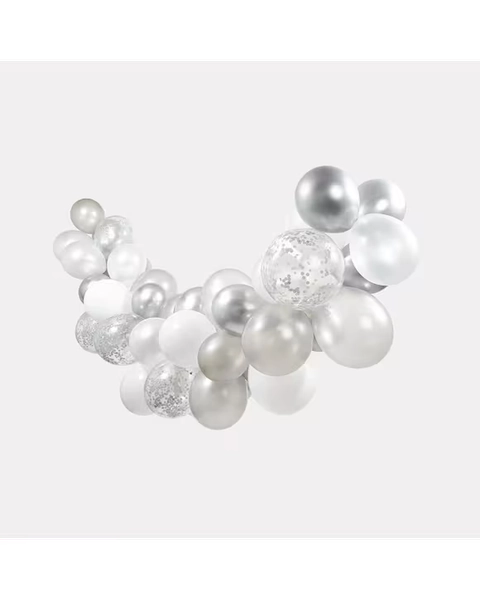 Silver Confetti Balloon Garland - Silver - One Size