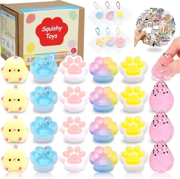 74pcs Taba Squishy Toys Kit -24 Taba Squishies With 50 Stickers,