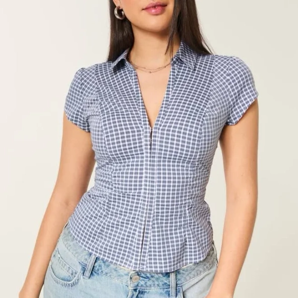 Hollister Women's Ruched Short-Sleeve Shirt