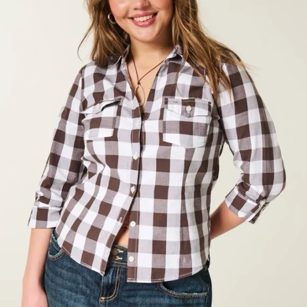 Hollister Women's Easy Button Front Icon Shirt