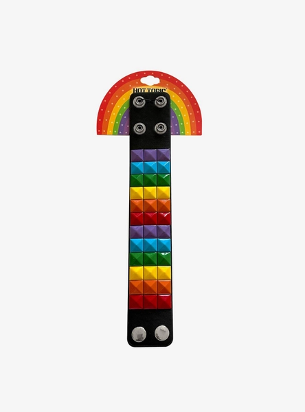 Pride Flag Pyramid Stud Cuff Bracelet