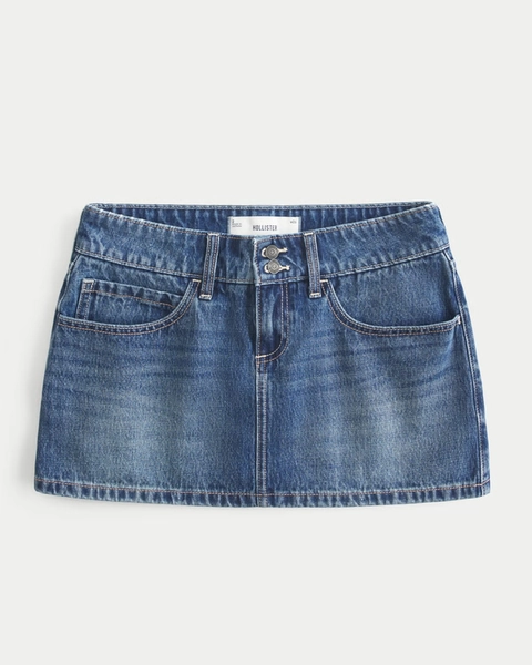 Women's Low-Rise Studded Denim Mini Skort | Women's Clearance | HollisterCo.com