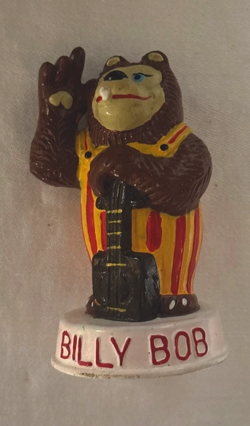 Showbiz Pizza Time Inc. Billy Bob Bear Figurine 1987 Plastic Striped Collectible