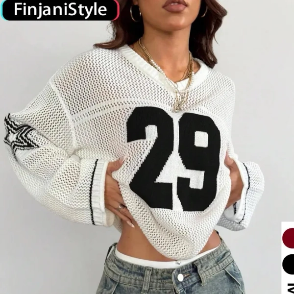 Women's Casual Loose-Fit Digital Print Sweater
