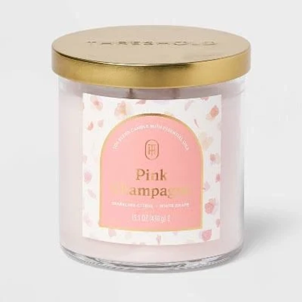 Threshold Pink Champagne 2-Wick Lidded Glass Jar Candle