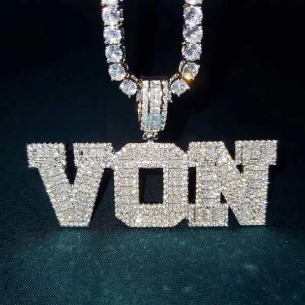 Personalized Iced Out Varsity Letters/Numbers Necklace