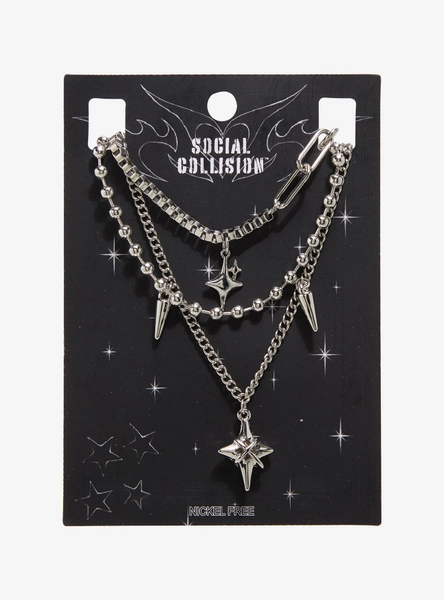 Social Collision Pointed Star Spike Necklace Set
