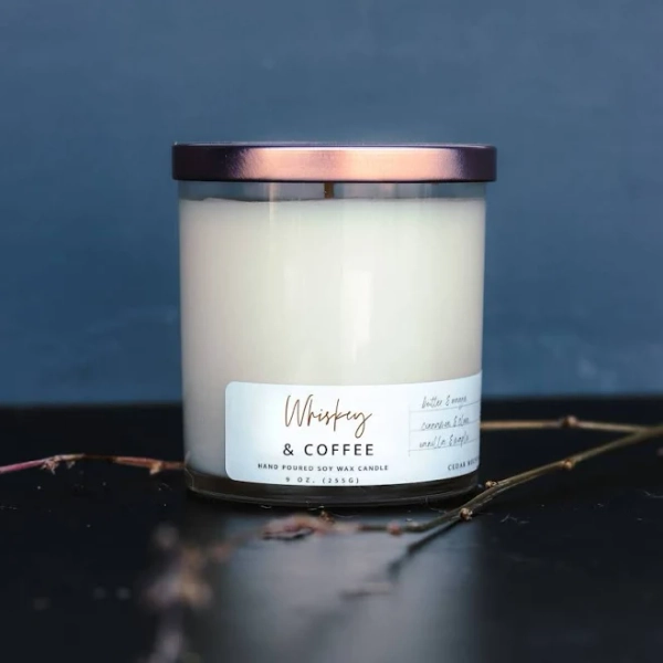 Cedar Mountain Candle - Whiskey & Coffee - 9 oz Whiskey Glass Candle (Regular)