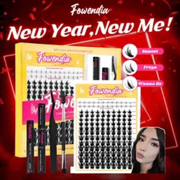 Fowendia California Sunset Wanna Be Freya Manga Lashes Cluster C D Curl DIY Lash Extension Kit and Lash Clusters 8-18mm with Bond Seal and Remover - Ultra-Thin Transparent Bands, Lash Magic Anime False Lash Extension Kit dealsforyoudays