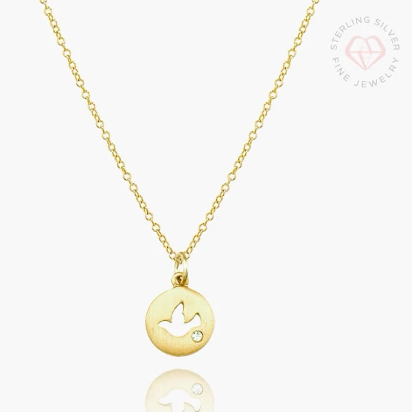 Matthew 3:16 Dove Necklace Gold Vermeil Sterling Silver & Rose Gold