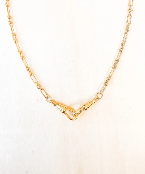 Gold Mixed Link Chain Necklace with Swivel Clasp