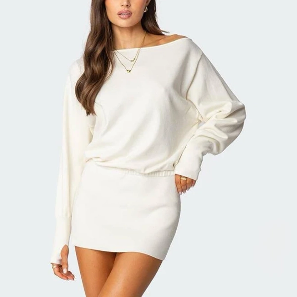 Edikted Women's Eve Off Shoulder Knit Minimommy Dress