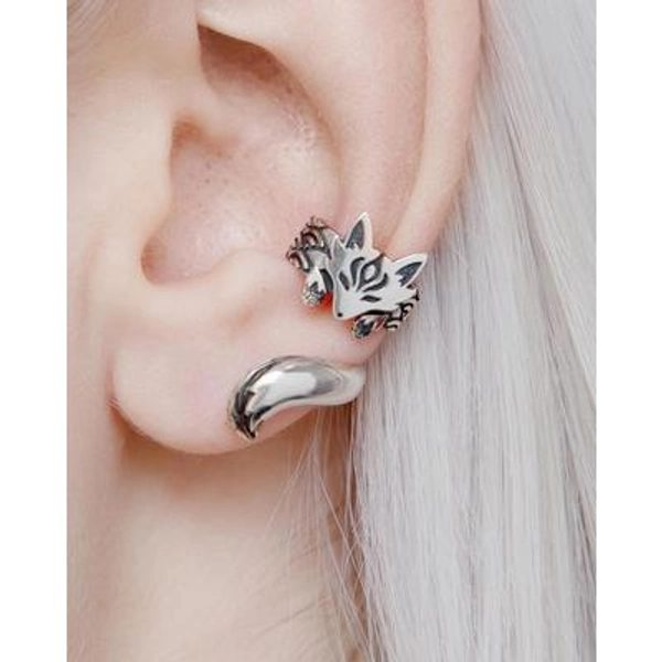 Kitsune Fox Ear Cuff Sterling Silver Cartilage Earring No Piercing Needed Japanese jewelry