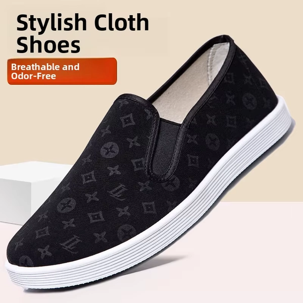 Low-Top Men's Shoes Chinese Style Soft Bottom Driving Shoes Breathable Casual Loafers Flat Heel Slip-On Canvas Shoes - AliExpress 322