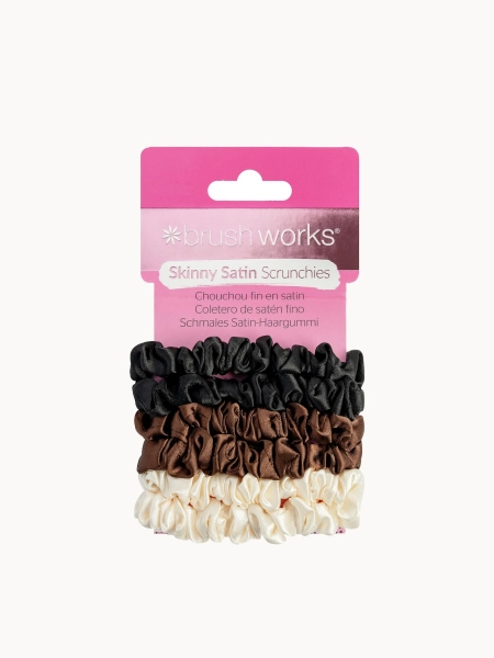 brushworks Skinny Satin Scrunchies - 6 Pack