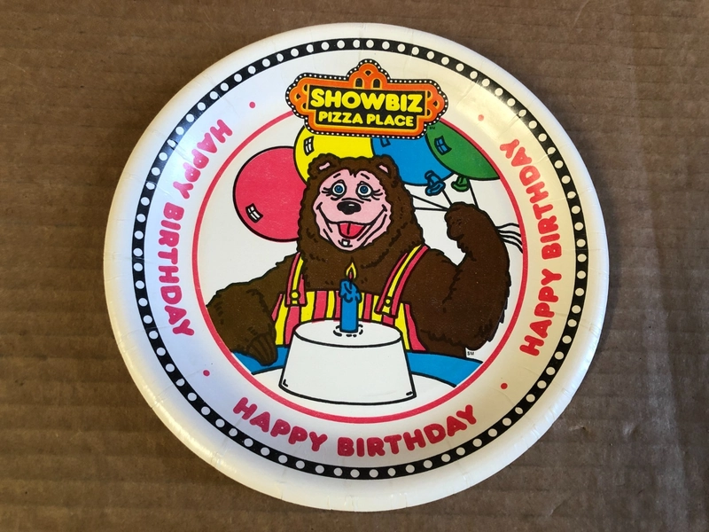 Showbiz Pizza Place BILLY BOB Cake Plate 7” Paper. Rare Find! Vintage. 1980’s