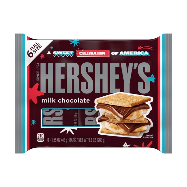 Hershey's Milk Chocolate Candy Bars, 1.55 oz (6 Count) - Walmart.com