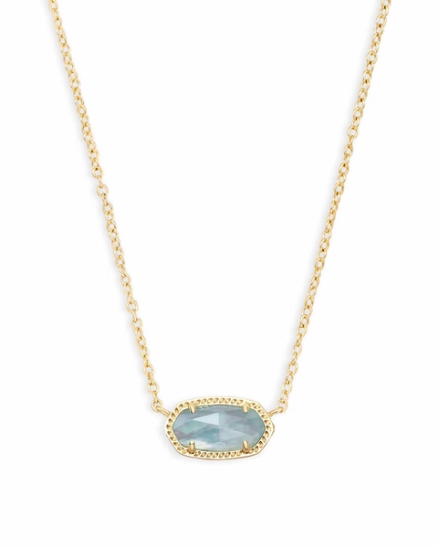Elisa Gold Pendant Necklace in Light Blue Illusion