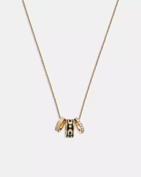 Gold/Black Signature Enamel Rondell Necklace