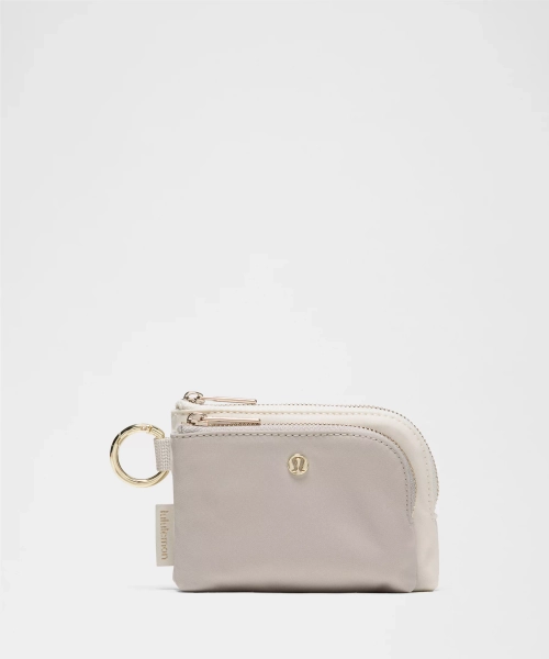 Double Zip Clippable Card Pouch - Light Ivory/Downtown Tan/Gold - ONE SIZE