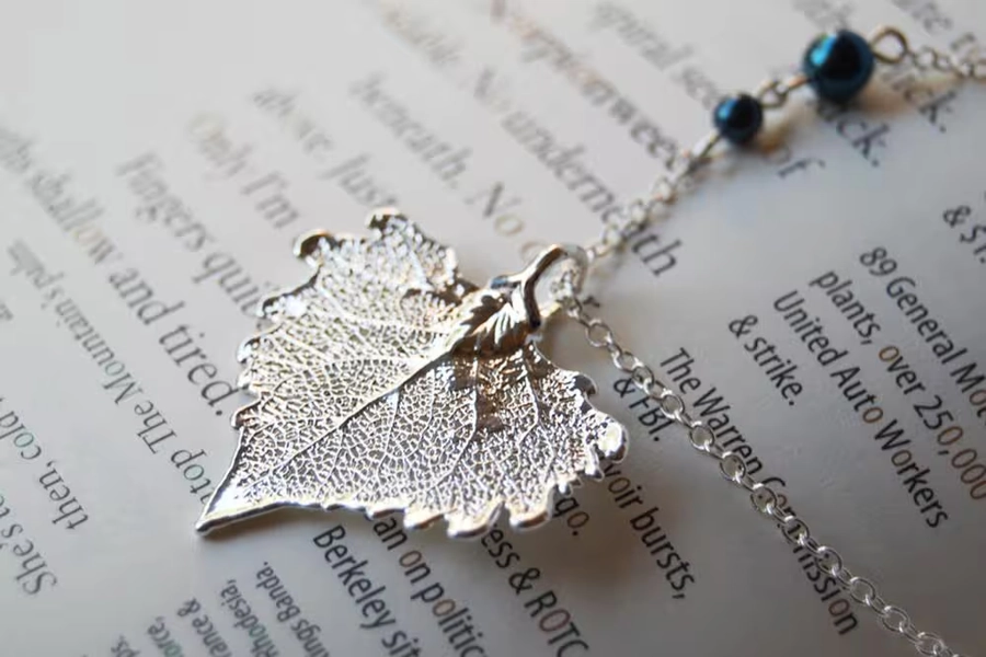 Small Fallen Silver Cottonwood Leaf Necklace | Electroformed Jewelry | Real Cottonwood Leaf Pendant | Nature Jewelry | Silver Leaf Necklace