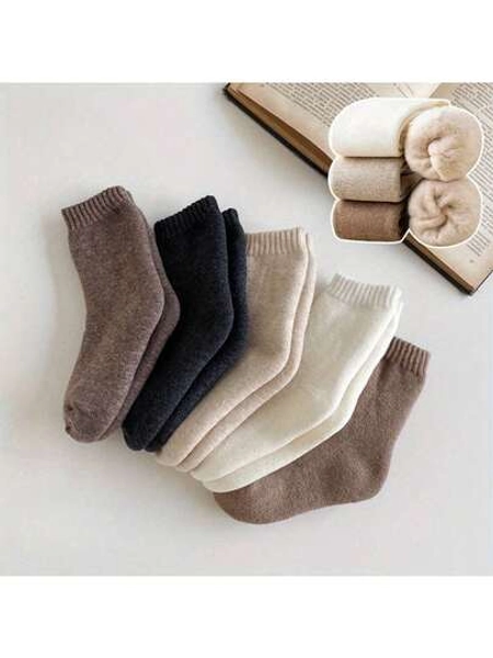 2 Pairs Of Merino Wool Children's Socks, Mid-Calf Socks, Autumn And Winter Thickened And Warm Long Socks Boys And Girls, Thick Winter Socks