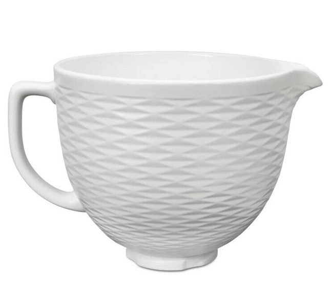 KitchenAid 5-Quart Textured Ceramic Bowl for Tilt-Head Mixers | White Chocolate