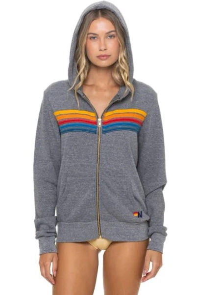 Aviator Nation Women's 5 Stripe Zip Hoodie