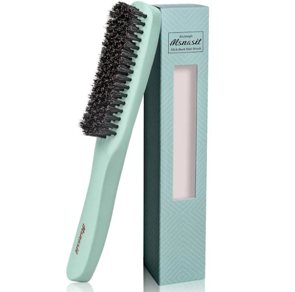 Professional Slick Back Hair Brush Wood Boar Bristle For Thin Fine