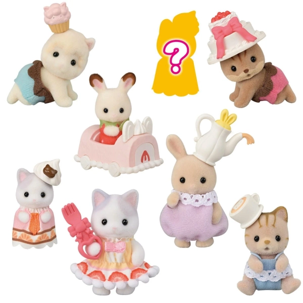 Calico Critters Baby Cake Party Series Blind Bags, Surprise Set including Doll Figure and Accessory, Mystery Bag with Critter