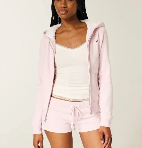 Hollister Women's Faux Fur-Lined Zip-Up Hoodie