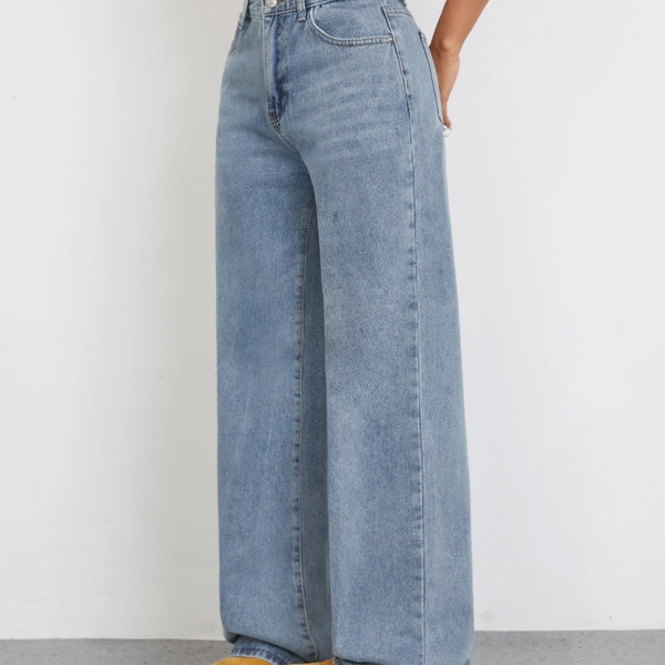 Women'S High Waist Wide Leg Jeans - Vintage Style, Non-Stretch Denim, Straight Leg Fit, Light Wash, Casual & Stylish for All Seasons, Allseason Jeans|Vintage Jeans| Texture