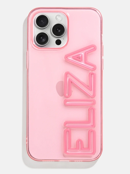 Fine Line Custom iPhone Case - Transparent Pink/Pink