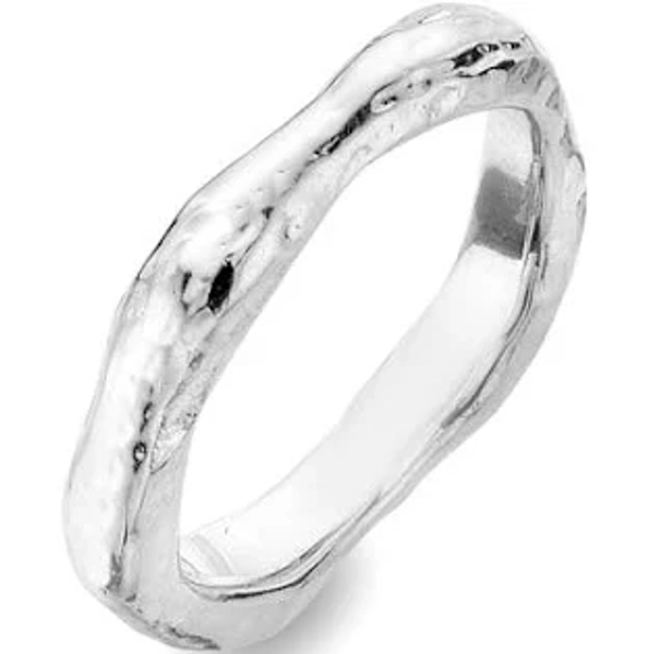 Silver Chunky Organic Rock Textured Band Ring