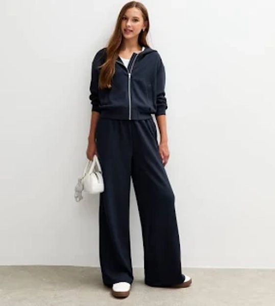New Look Girls' Navy Soft Touch Wide Leg Joggers - 9 years