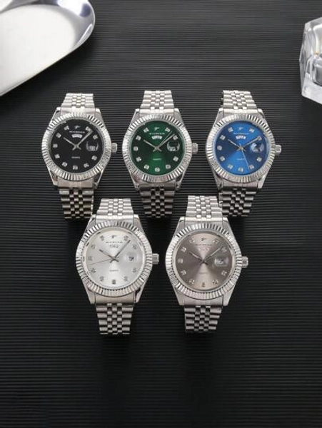 RICECGO RICECGO 1pc Men's Classic Quartz Watch, Round Dial With Date Display, Stainless Steel Strap, Suitable For Everyday Wear, Ideal Gift For Birthdays And For Business People