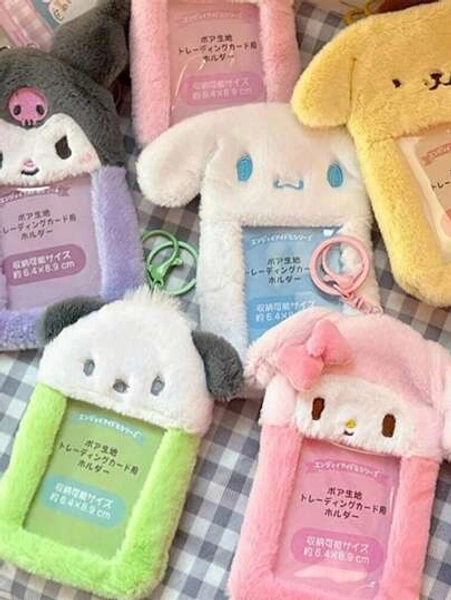 Sanrio 1 PC Sanrio My Melody & Pompompurin Collectible Card Holder Keychain - 14cm/5.5in Kawaii Photo ID Case With Display Sleeves, Cute Anime Keyring Pendant For Birthday/Christmas Gifts , Back To School Gifts