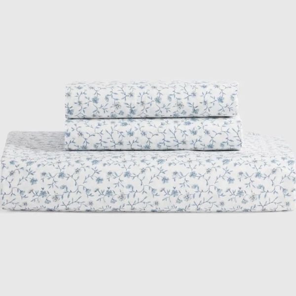 Quince Classic Organic Percale Floral Sheet Set