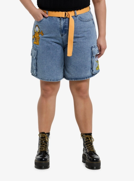Garfield & Odie Denim Cargo Shorts Plus Size